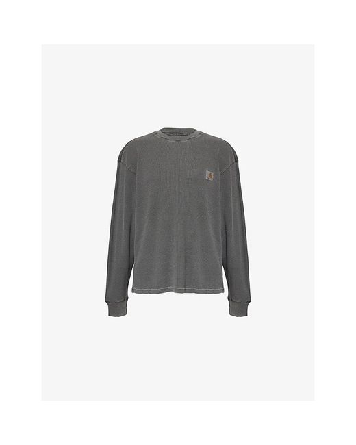 Carhartt Gray Vista Waffle Long-Sleeves Cotton-Jersey T-Shirt for men