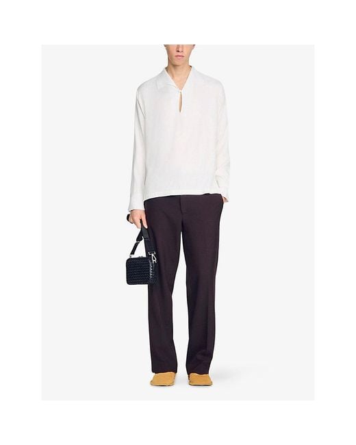 Sandro White Collared Tunic-Effect Woven Shirt for men