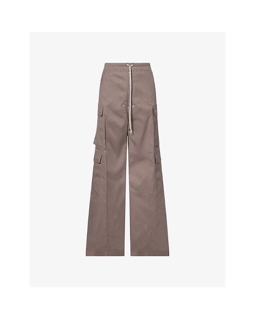 Rick Owens Brown Cargobelas Flared Cotton Cargo Trousers for men