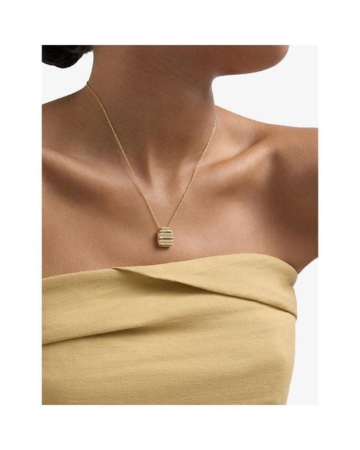 Astley Clarke Metallic Aurora Ridge Locket 18Ct- Plated Sterling- And Sapphire Pendant Necklace