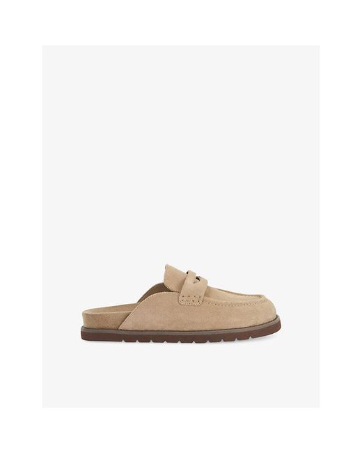 Dune Brown Goldens Suede Mule Loafers