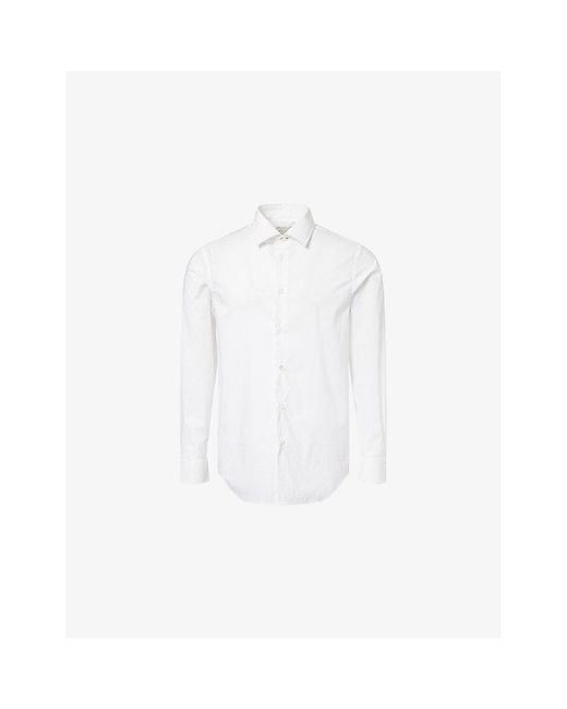 Paul Smith White Long-Sleeve Cotton-Blend Shirt for men