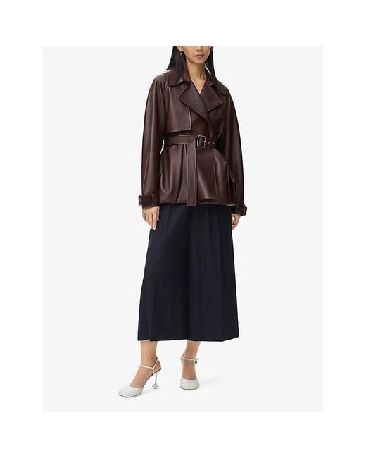 Loewe Blue Cropped Wide-Leg Belted Wool Trousers