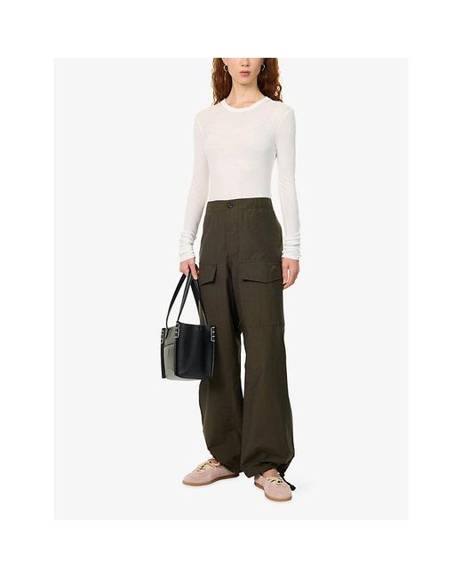 J.W. Anderson White Long-Sleeve Crew-Neck Woven Top