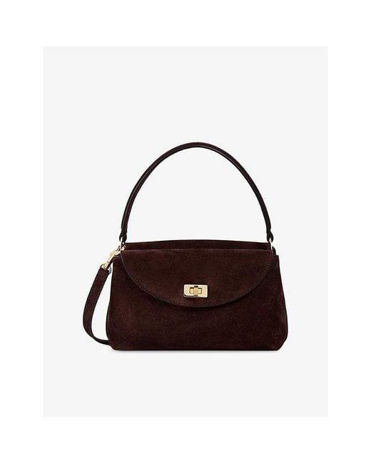 Sandro Brown Le Mini Grand Bazaar Suede Shoulder Bag