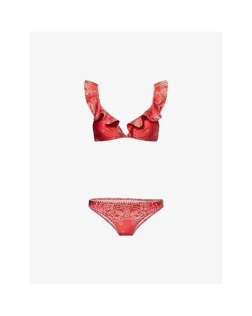 Zimmermann Red Lucky Frill Bikini Set