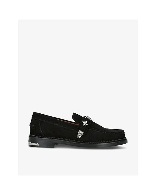 Toga Virilis Black Hardware-embellished Suede Loafers for men