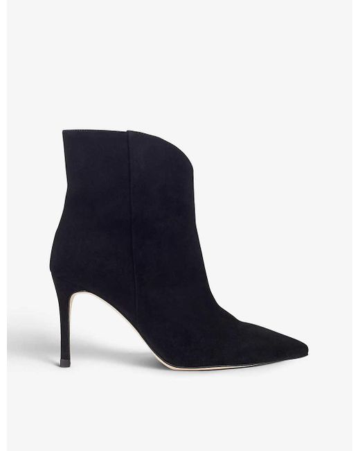 LK Bennett Taytum Curved Suede Heeled Ankle Boots in Blue | Lyst