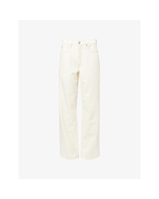 Rag & Bone White The Shea Straight-Leg Mid-Rirse Jeans