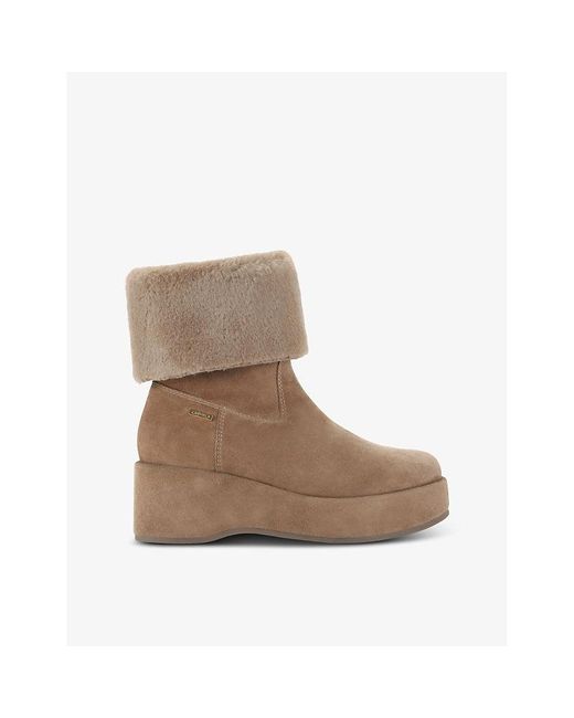 Carvela Kurt Geiger Brown Apres Wedge-Heel Suede Ankle Boots