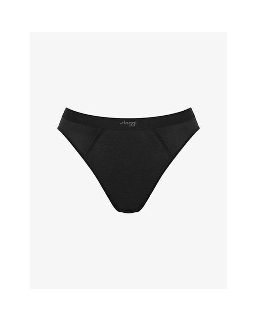 Sloggi Black Ever Ease Tai High-Leg Stretch-Cotton Briefs