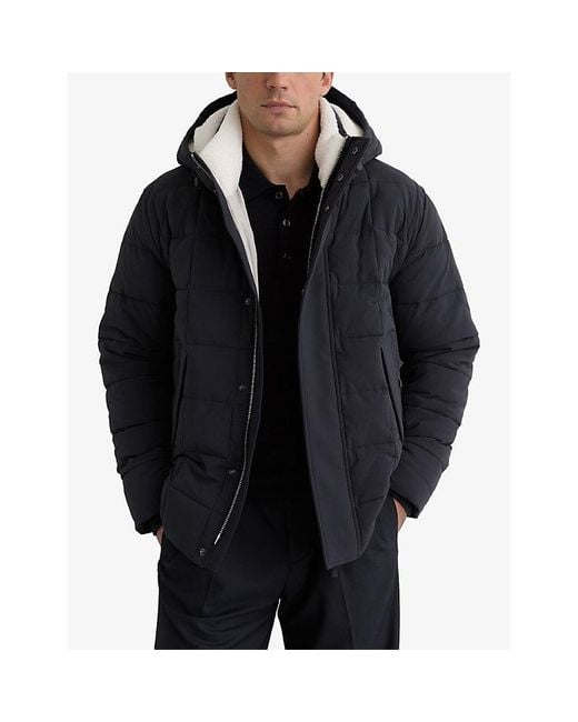 Reiss Blue Klause Borg-Lined Quilted Puffer Jacket for men