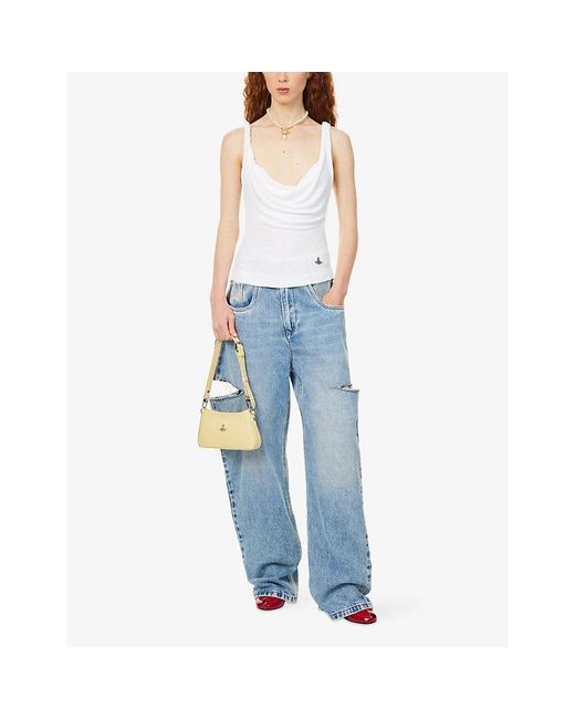Vivienne Westwood White Anna Cowl-Neck Knit Top