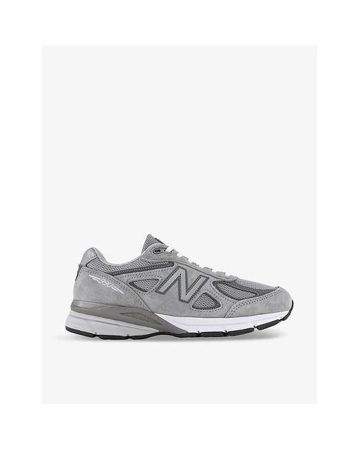 New Balance Gray Made In Usa 990v4 Leather And Mesh Low-top Trainers for men