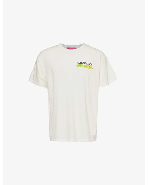 The Elder Statesman White Adventure Tours Brand-print Linen And Cotton-blend T-shirt X for men