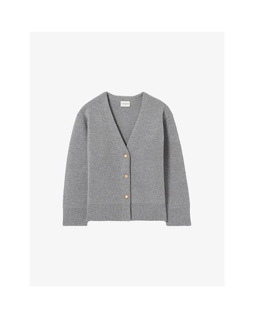 Claudie Pierlot Gray Oversized Wool-Blend Cardigan
