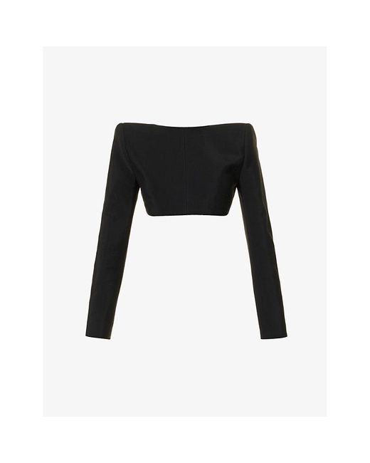 Mugler Black Shoulder-pad Cropped Woven-blend Jacket