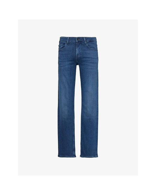 7 For All Mankind Blue Standard Luxe Performance Regular-fit Straight-leg Stretch Denim-blend Jeans for men