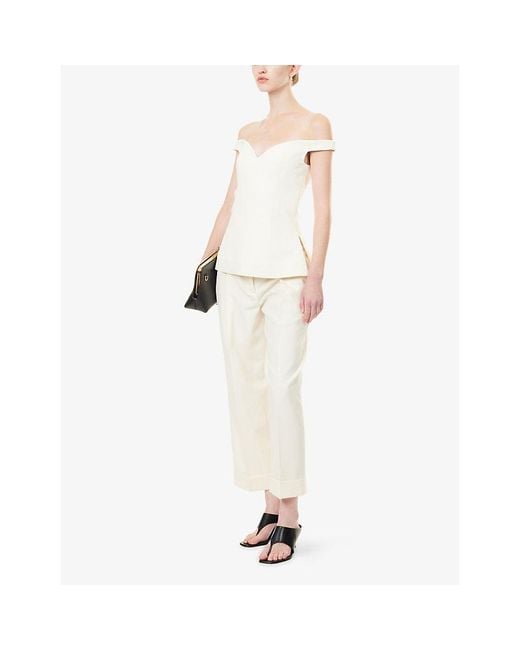 RÓHE Frames White Off-Shoulder Sweetheart-Neckline Woven Top