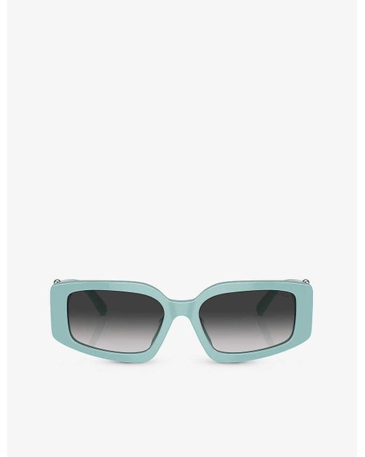 Tiffany & Co Green Tf4208u Steve Mcqueen Rectangle-frame Acetate Sunglasses