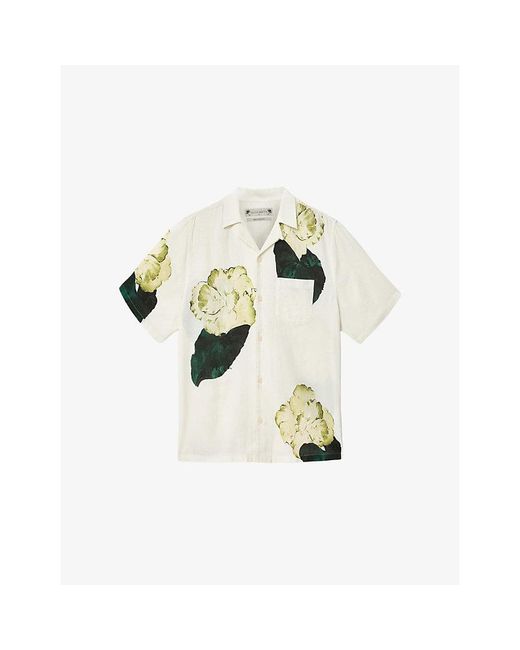 AllSaints White Nouvelle Floral-Print Cotton And Linen Shirt for men