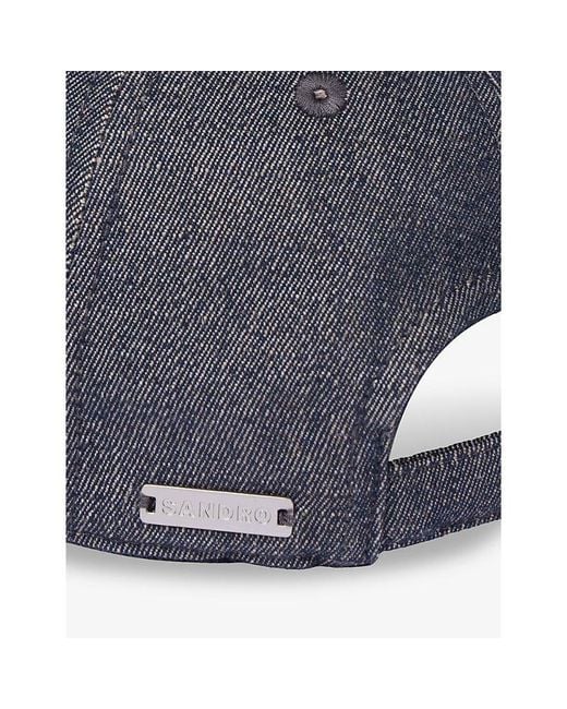 Sandro Blue Logo Denim Baseball Cap for men