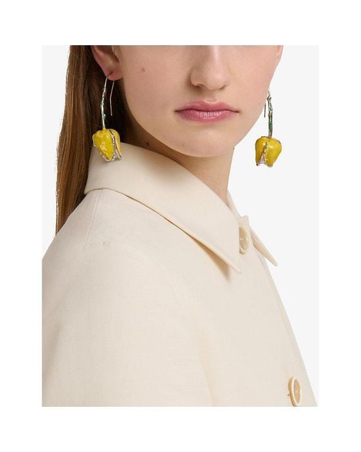 Marni Yellow Tulip Enamelled Drop Earrings