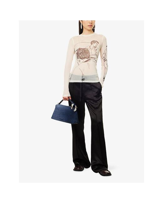 J.W. Anderson White Underpinning Long-Sleeve Mesh Top