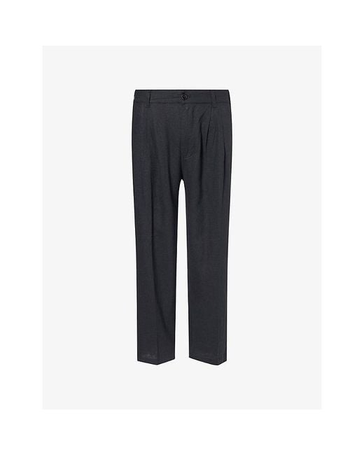 Obey Blue Foster Double-Pleated Woven Trousers for men