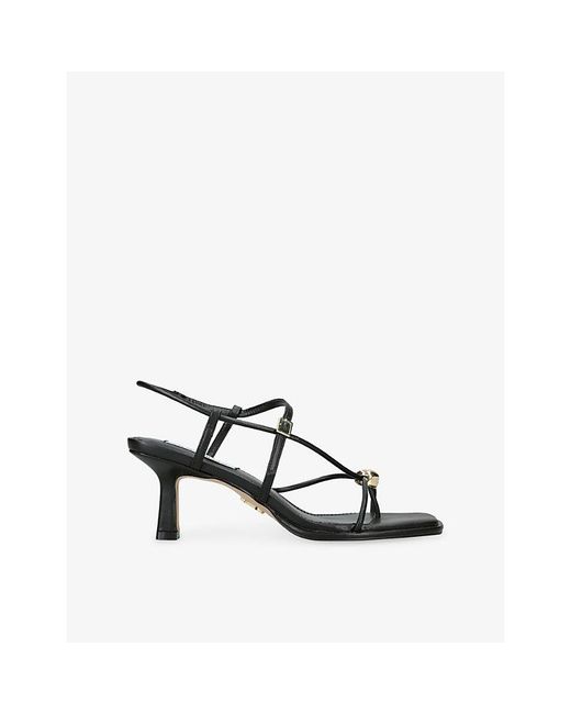 Steve Madden Black Jackpots Faux-Leather Heeled Sandals