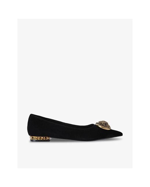 Kurt Geiger Black Chelsea Suede Flat Pumps