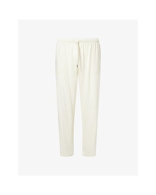 Derek Rose White Basel Lounge Modal-Jersey Trousers for men