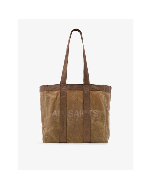 AllSaints Brown Layo Washed Cotton-Canvas Tote Bag for men