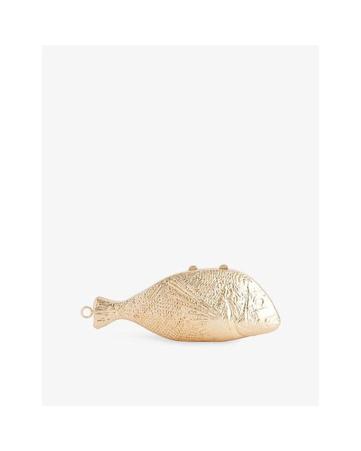 Jonathan Simkhai Natural Splash Fish-Shaped Metal Clutch Bag