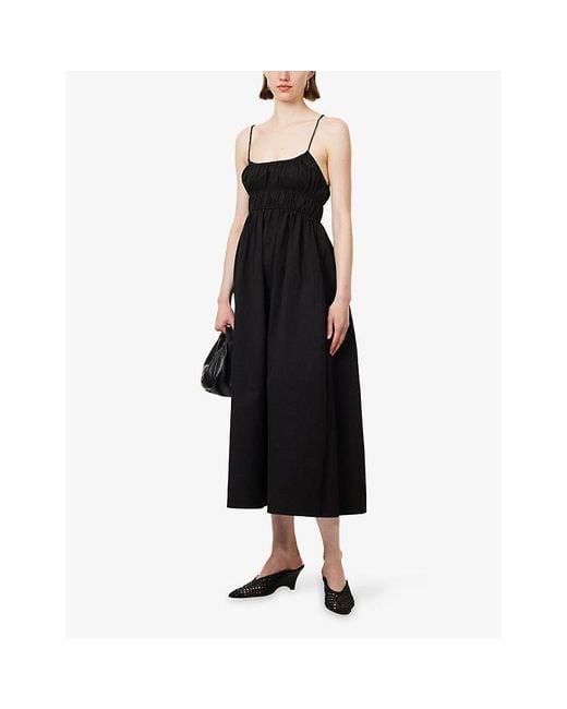 Dissh Black Zahara Ruched Cotton Midi Dress