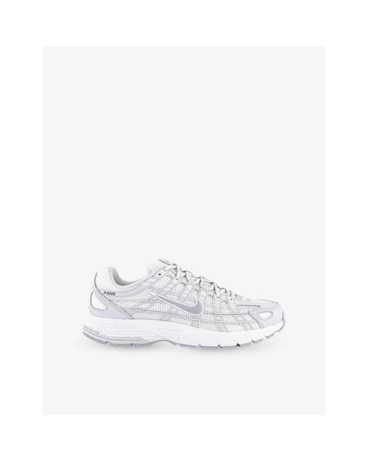 Nike White P-6000 Woven Low-Top Trainers