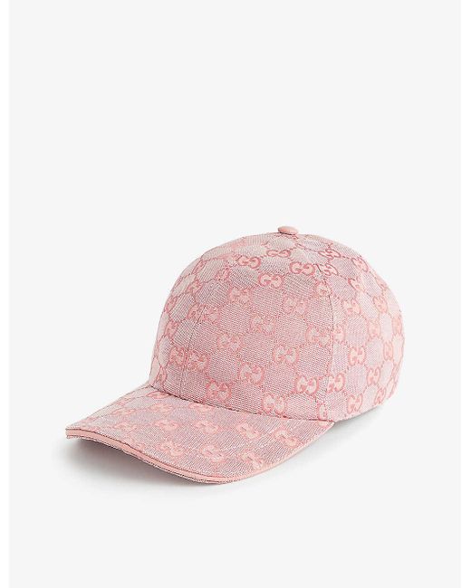 Gucci Pink Monogram-pattern Cotton-blend Cap