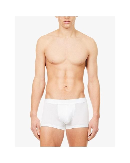 Sunspel White Branded Mid-Rise Stretch-Woven Trunks for men