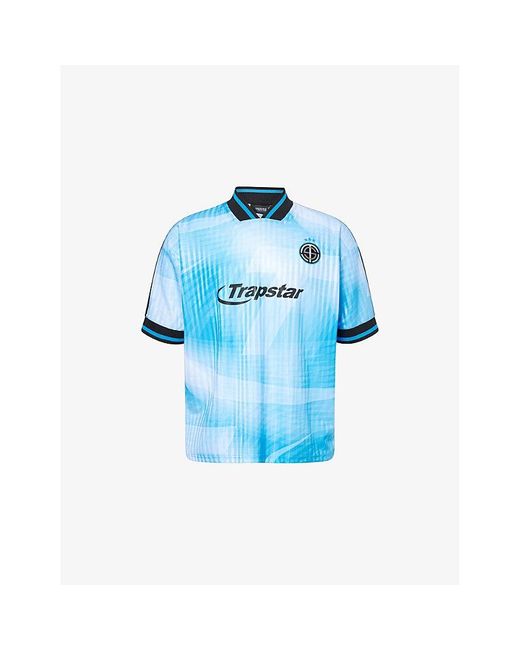 Trapstar Blue Hyperdrive Graphic-Print Woven Top for men