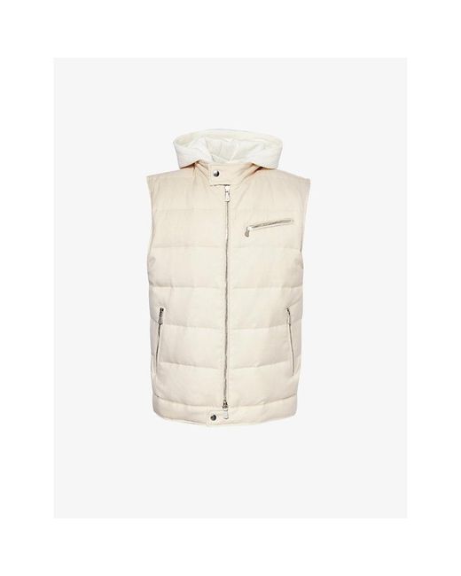 Eleventy Natural Detachable-hood Quilted Cashmere And Silk-blend Down Gilet for men