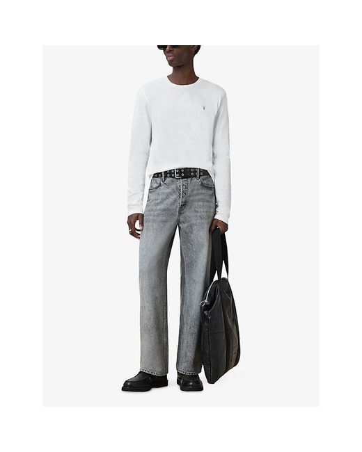 AllSaints White Brace Embroidered-Appliqué Cotton T-Shirt for men