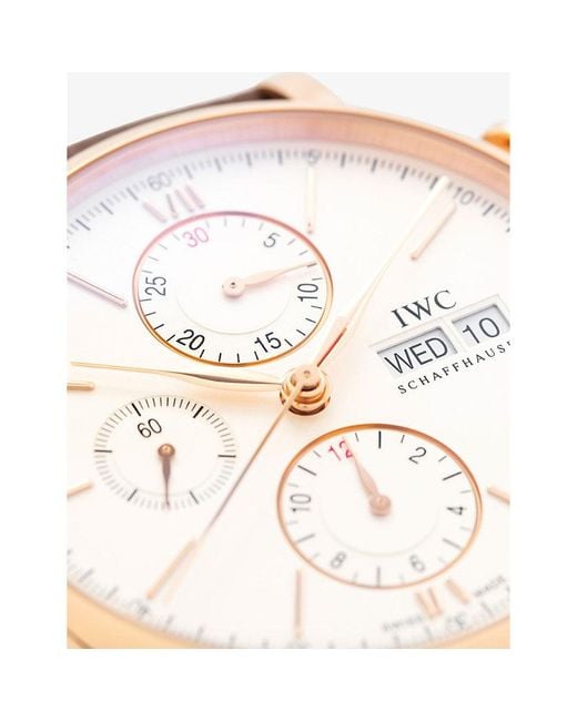Iwc White Iw391025 Portofino 18ct Rose-gold And Leather Automatic Watch for men