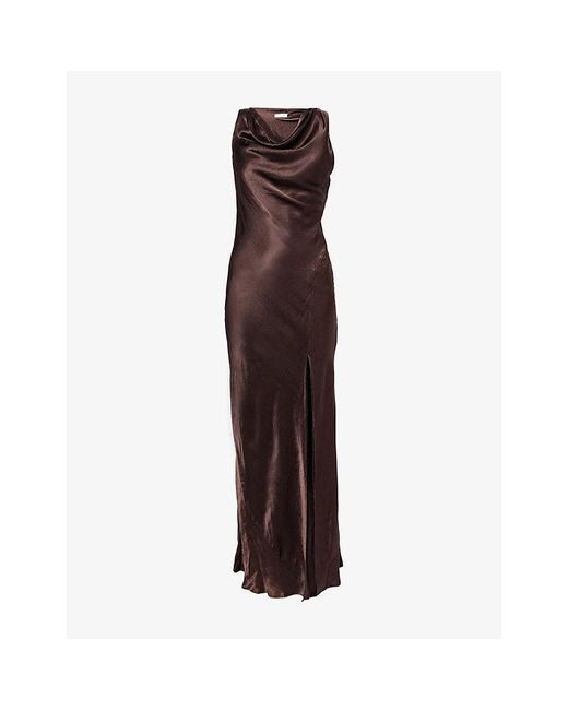 Bec & Bridge Brown Sol Split Woven Midi Dress