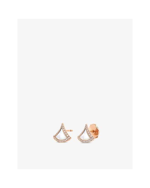 BVLGARI White Divas' Dream 18Ct Rose- 0.1Ct Diamond And Mother-Of-Pearl Earrings