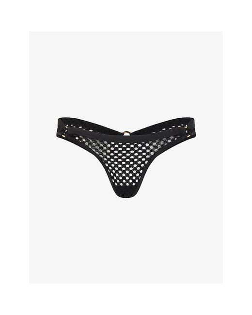 Agent Provocateur Black Bubbles Fishnet Thong