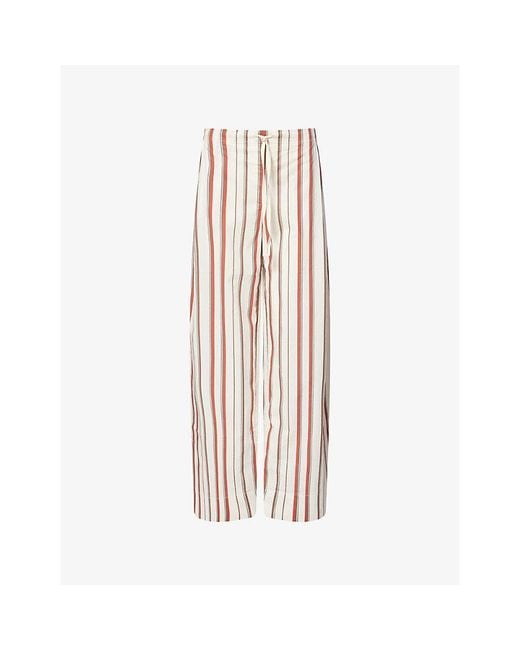 Sir Pink Alva Wide-Leg Stripe Cotton Trousers