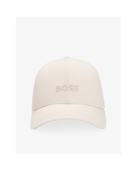 Boss White Brand-Embroidered Cotton-Twill Baseball Cap