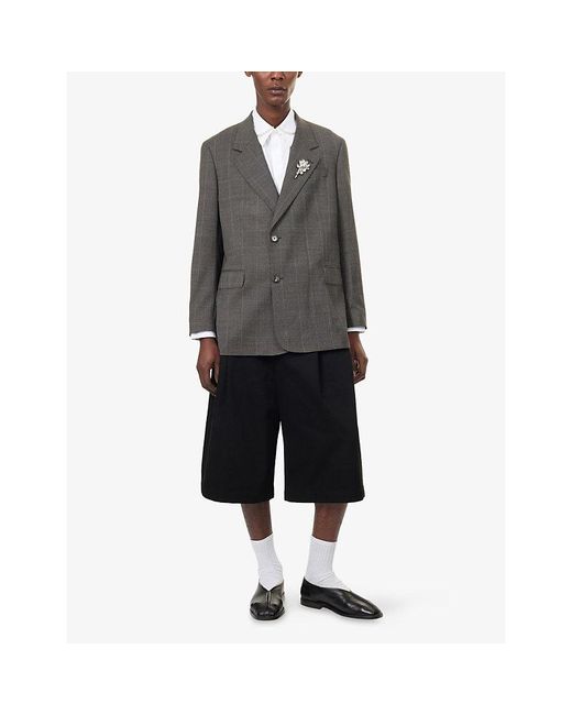 Simone Rocha Gray Checked Notch-Lapel Wool Blazer for men