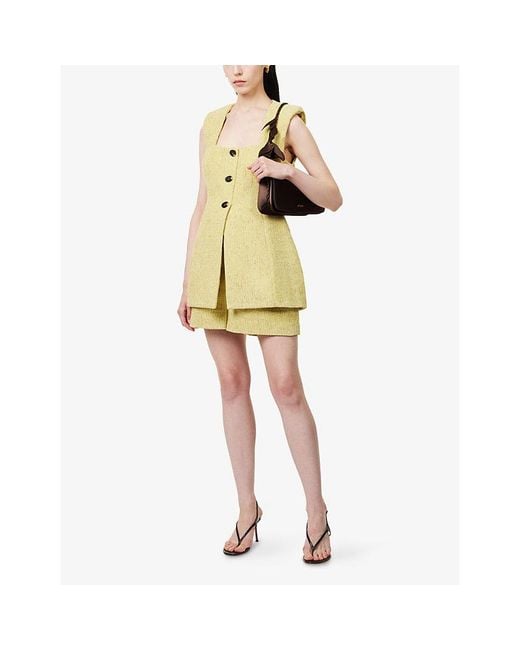 Odd Muse Yellow High-Waist Tailored Bouclé Shorts