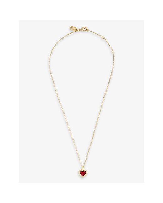COACH White Heart Adjustable Brass And Ziconia Pendant Necklace
